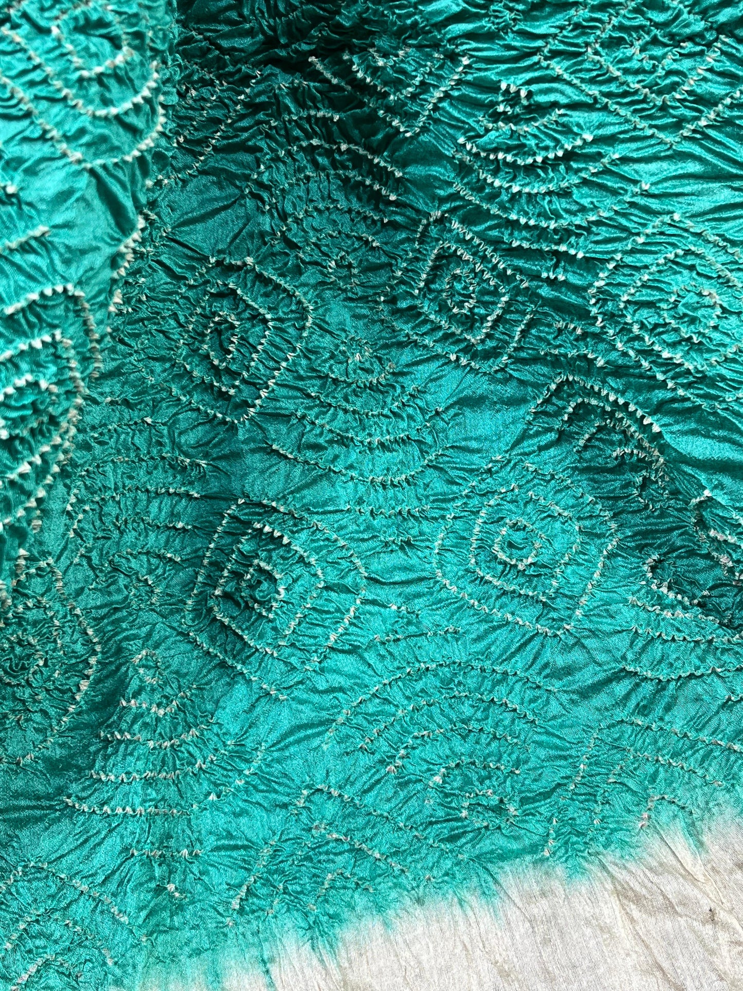 AQUA BLUE MOONGA TASSAR PURE HANDLOOM BHANDEJ SAREE