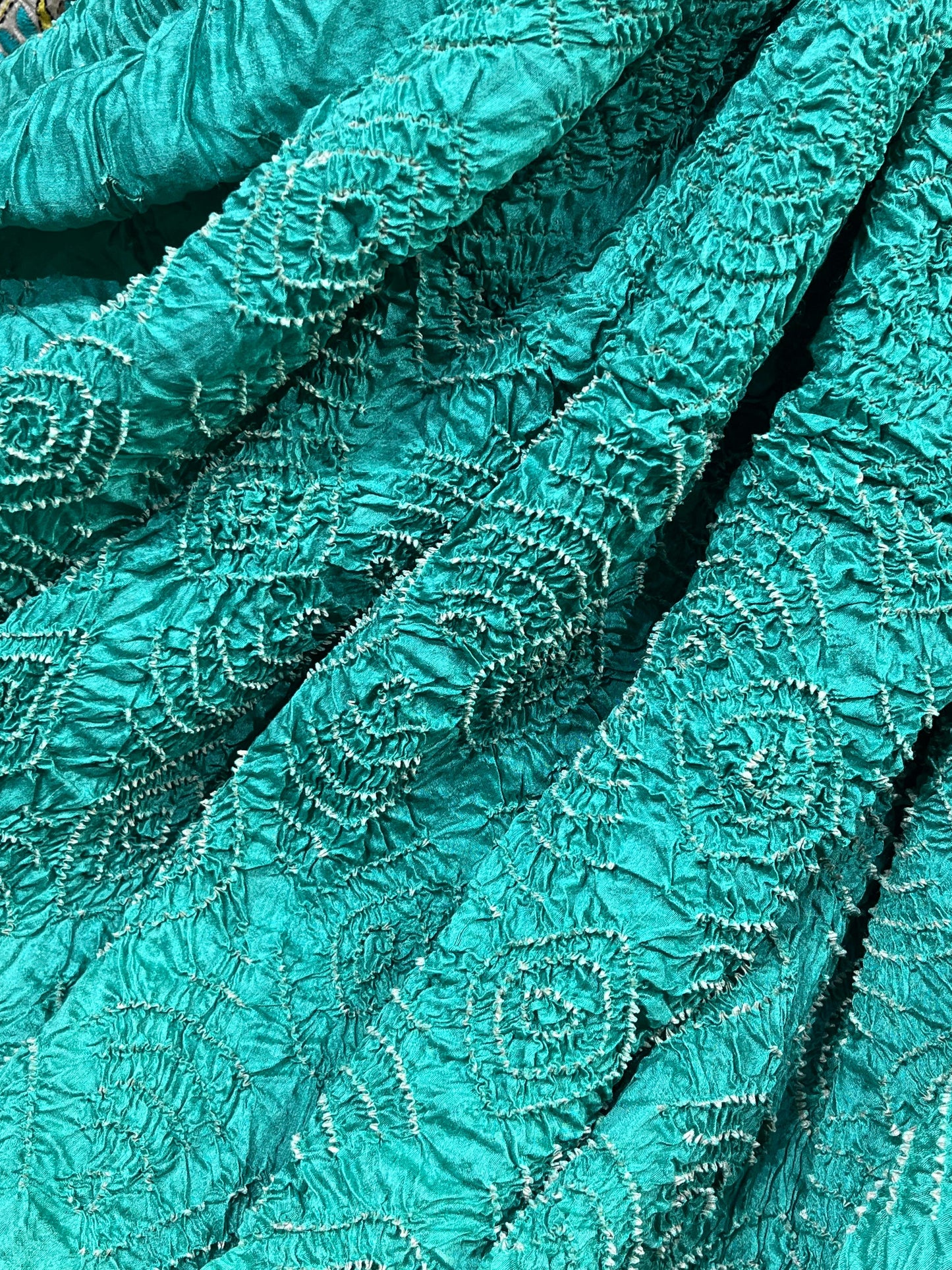 AQUA BLUE MOONGA TASSAR PURE HANDLOOM BHANDEJ SAREE