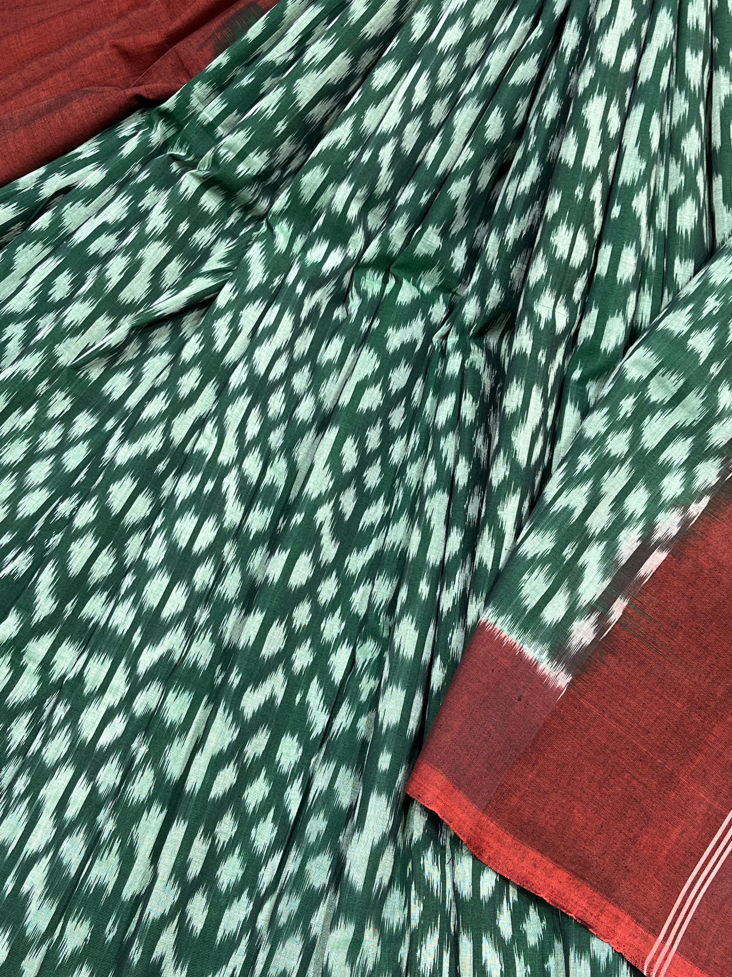GREEN COTTON PURE HANDLOOM IKKAT SAREE