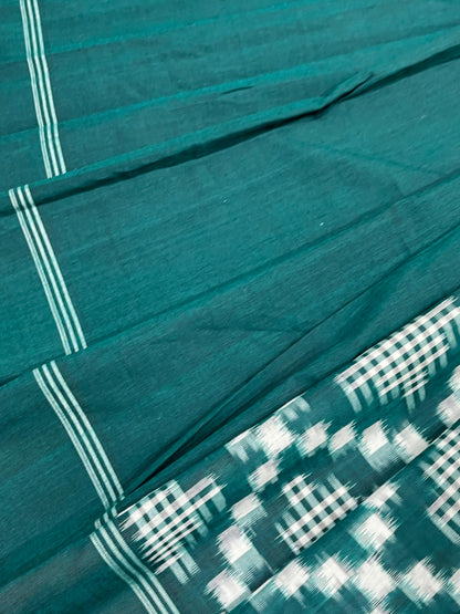 GREEN COTTON PURE HANDLOOM IKKAT SAREE