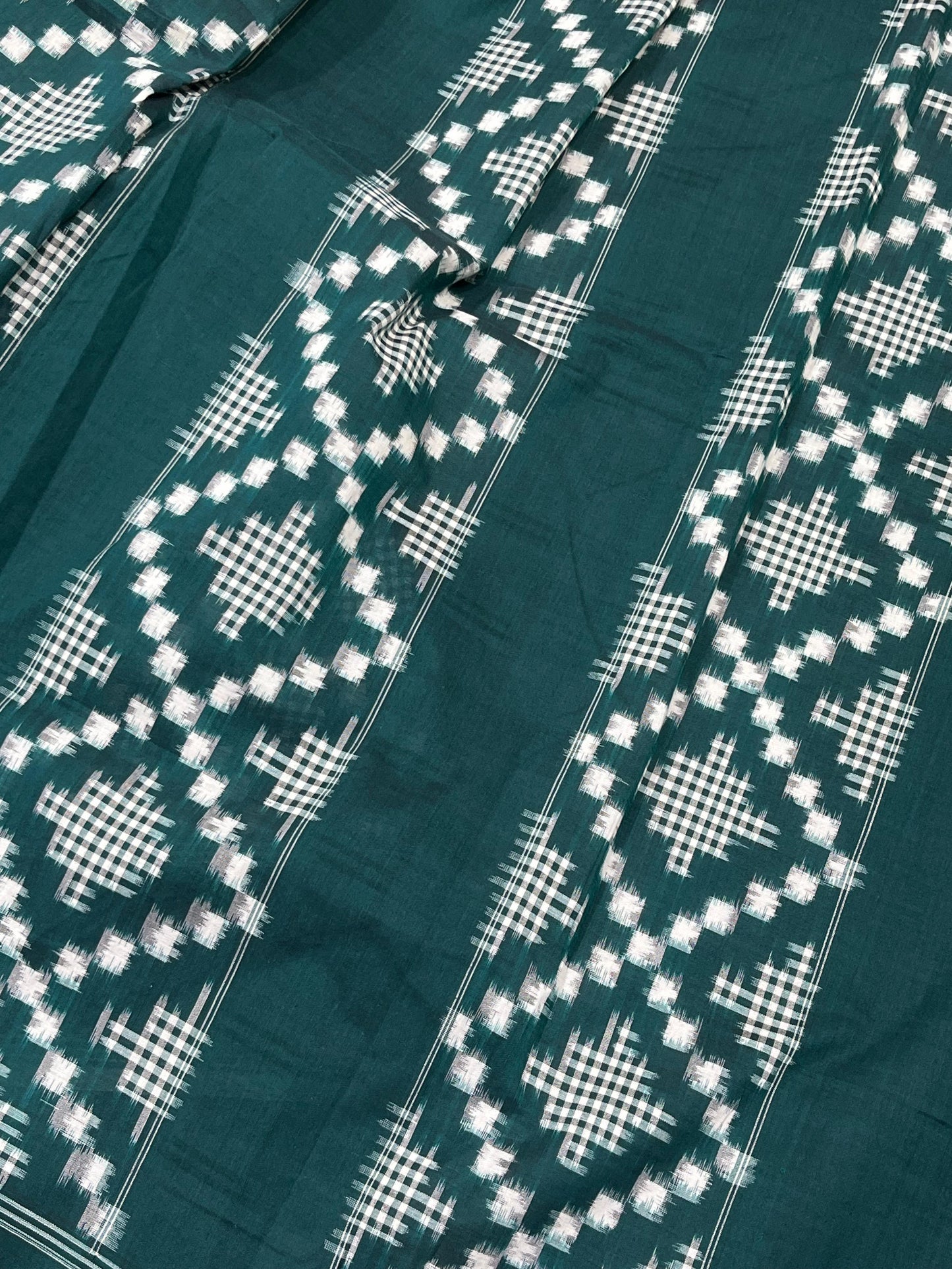 GREEN COTTON PURE HANDLOOM IKKAT SAREE