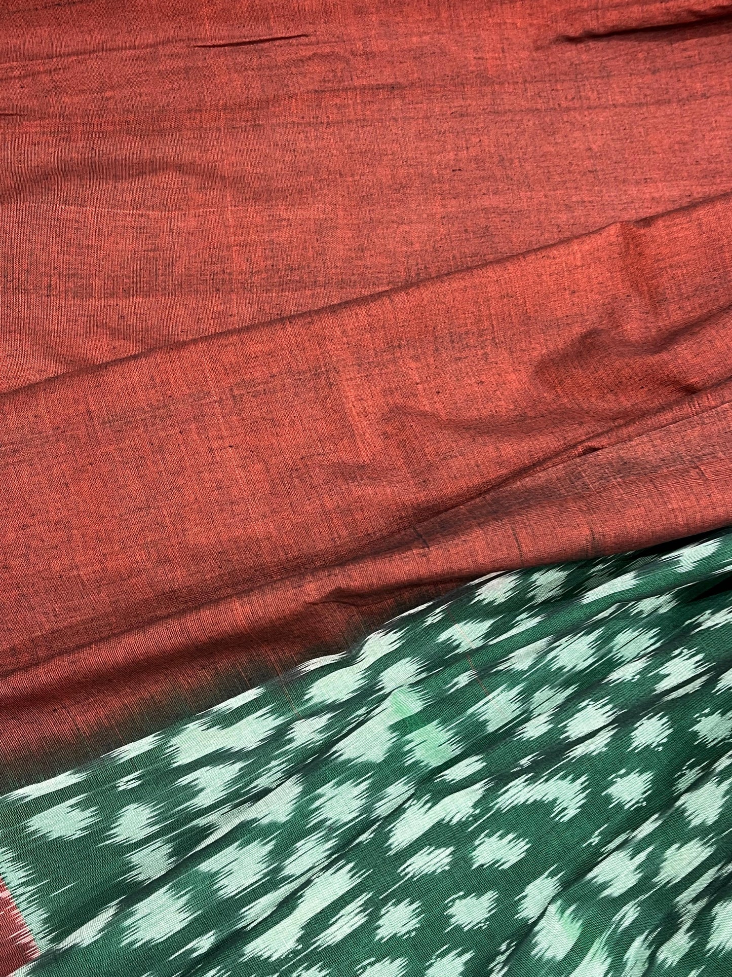 GREEN COTTON PURE HANDLOOM IKKAT SAREE