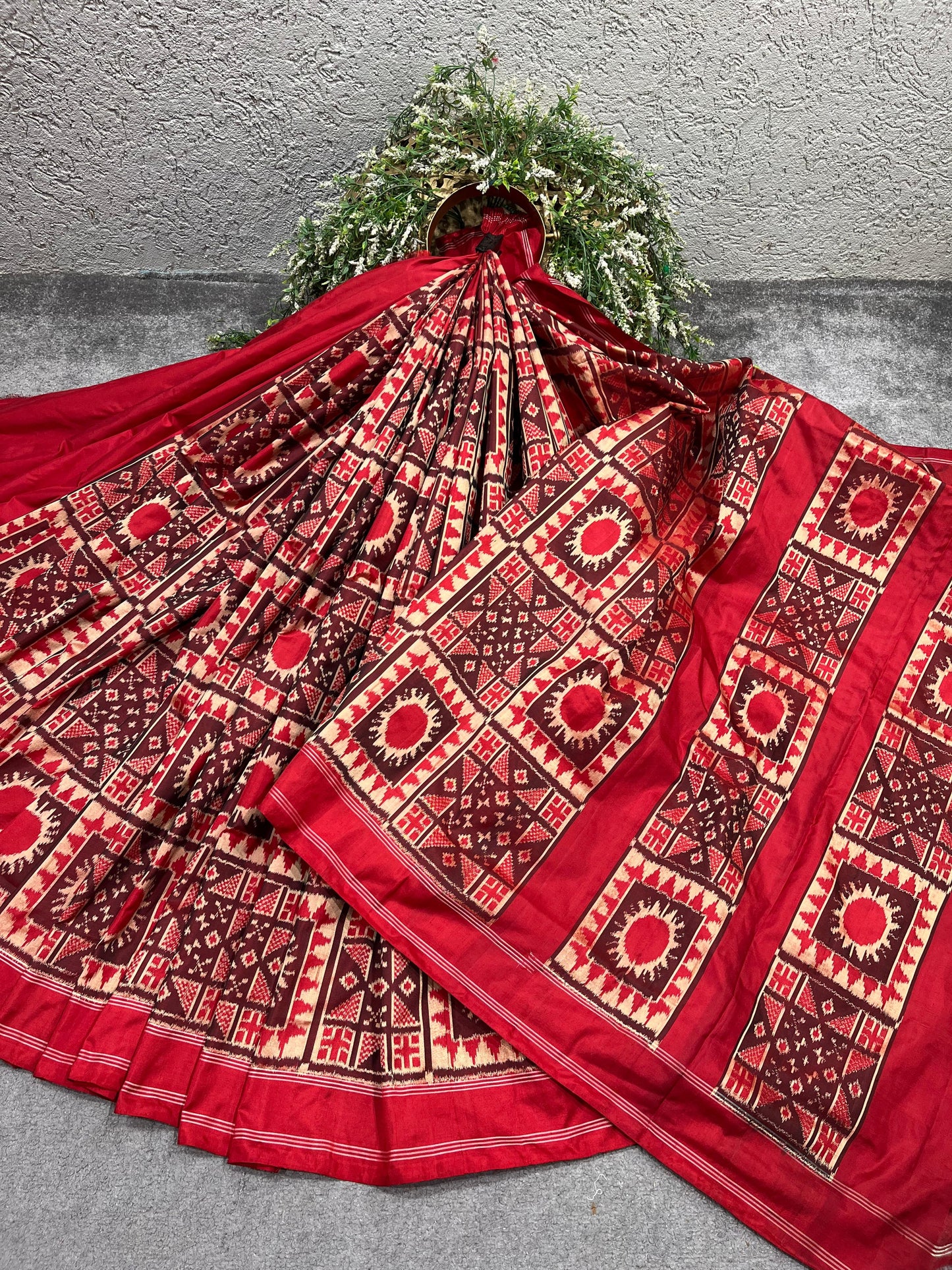 RED TELIA RUMAL SILK PURE HANDLOOM IKKAT SAREE