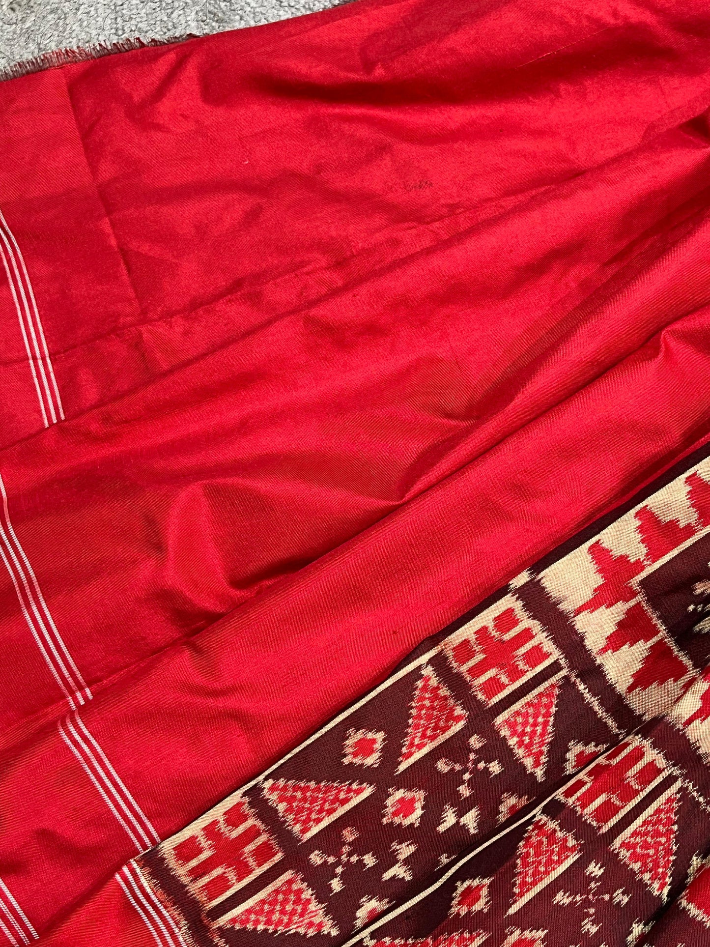 RED TELIA RUMAL SILK PURE HANDLOOM IKKAT SAREE