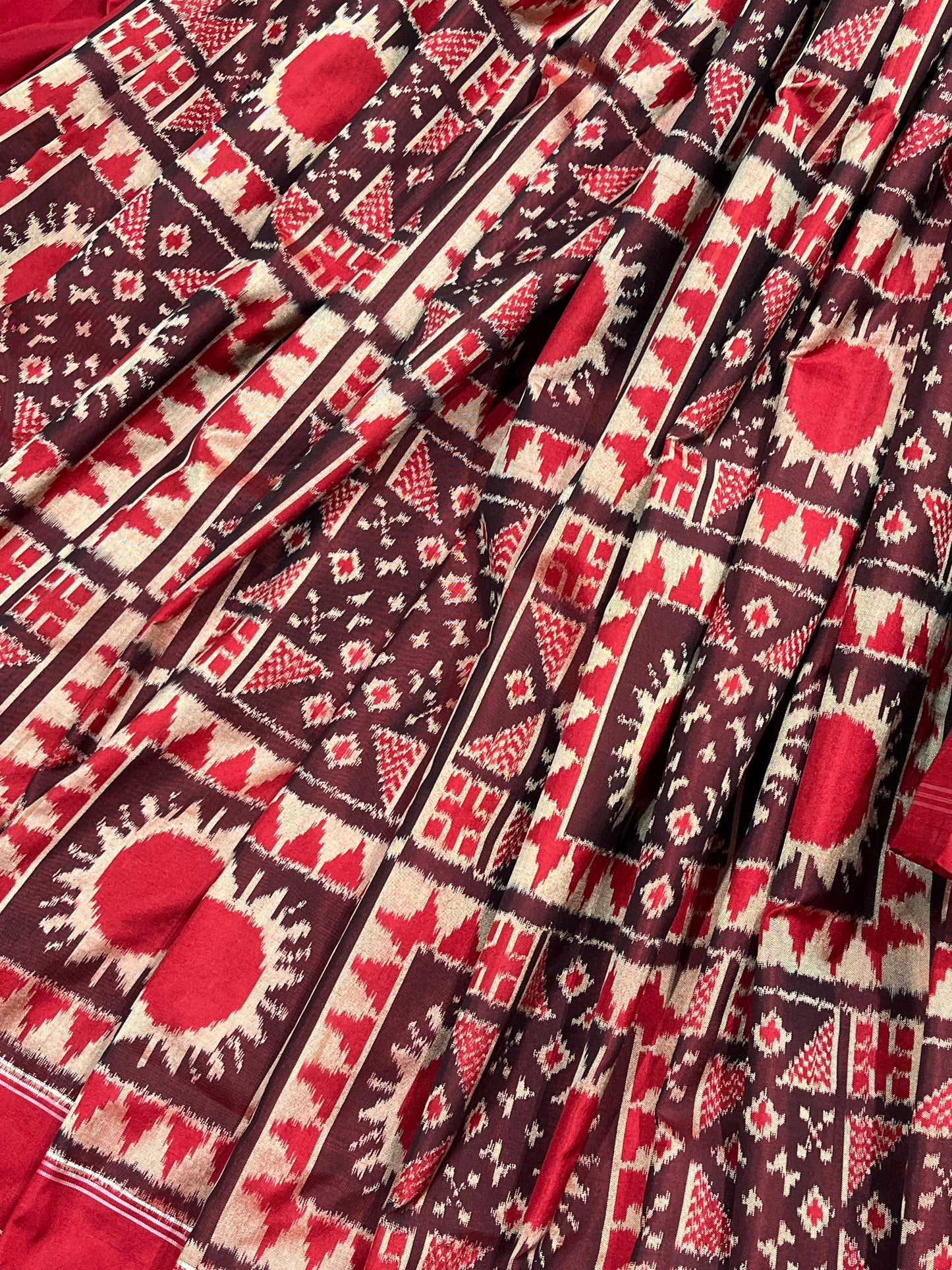 RED TELIA RUMAL SILK PURE HANDLOOM IKKAT SAREE