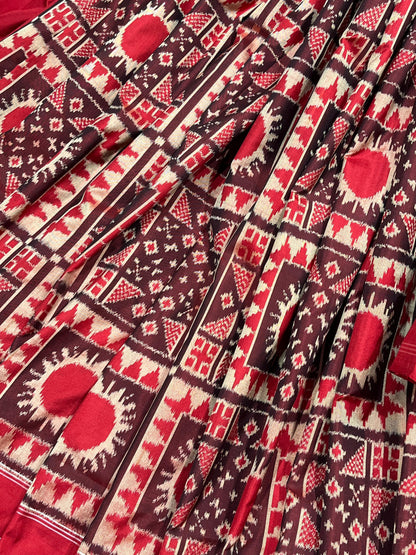 RED TELIA RUMAL SILK PURE HANDLOOM IKKAT SAREE