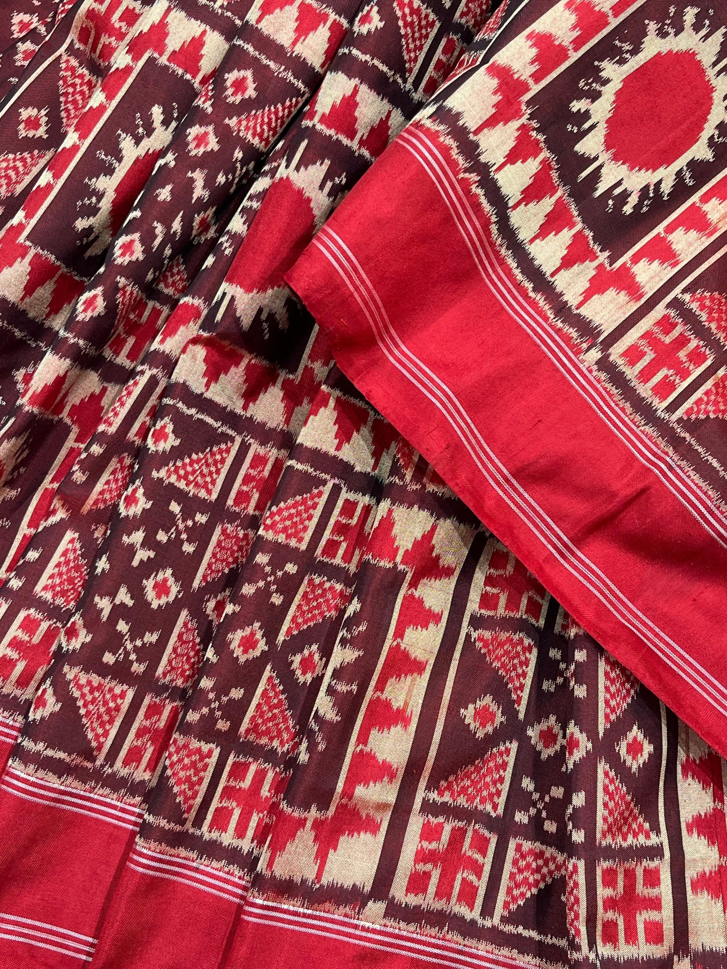 RED TELIA RUMAL SILK PURE HANDLOOM IKKAT SAREE
