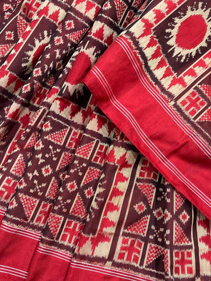 RED TELIA RUMAL SILK PURE HANDLOOM IKKAT SAREE