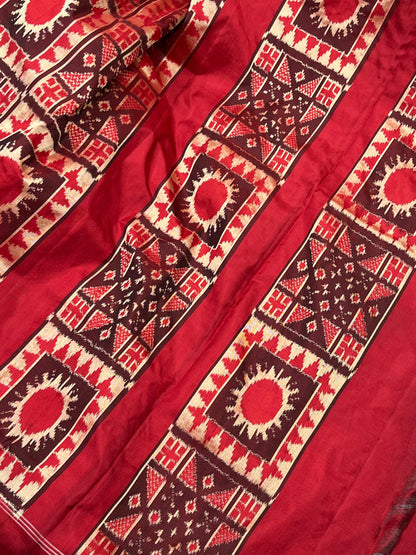 RED TELIA RUMAL SILK PURE HANDLOOM IKKAT SAREE