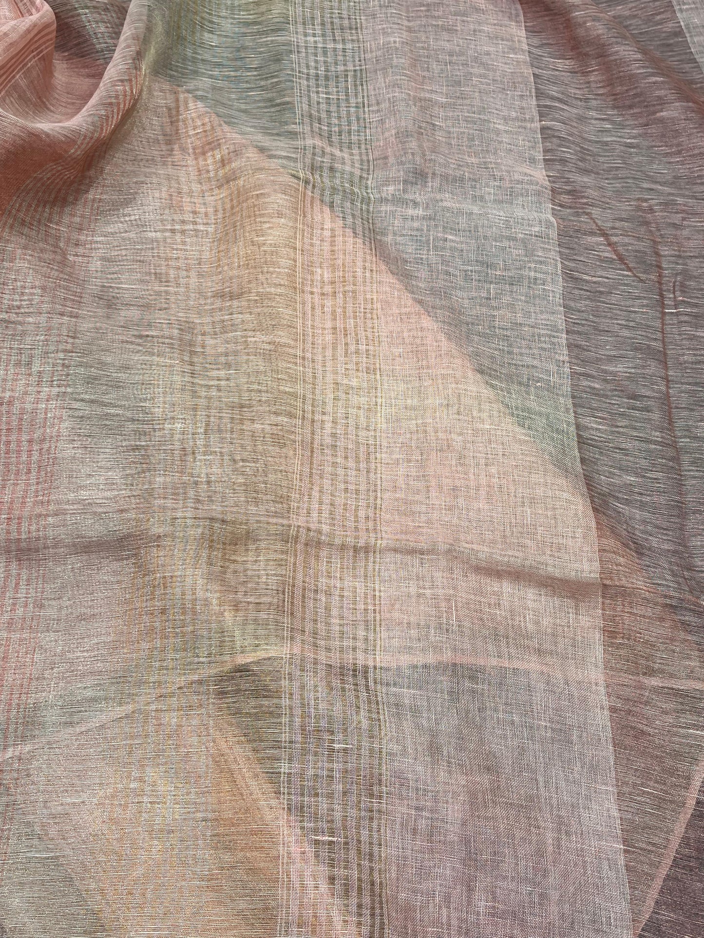 PINK PURE HANDLOOM LINEN SAREE