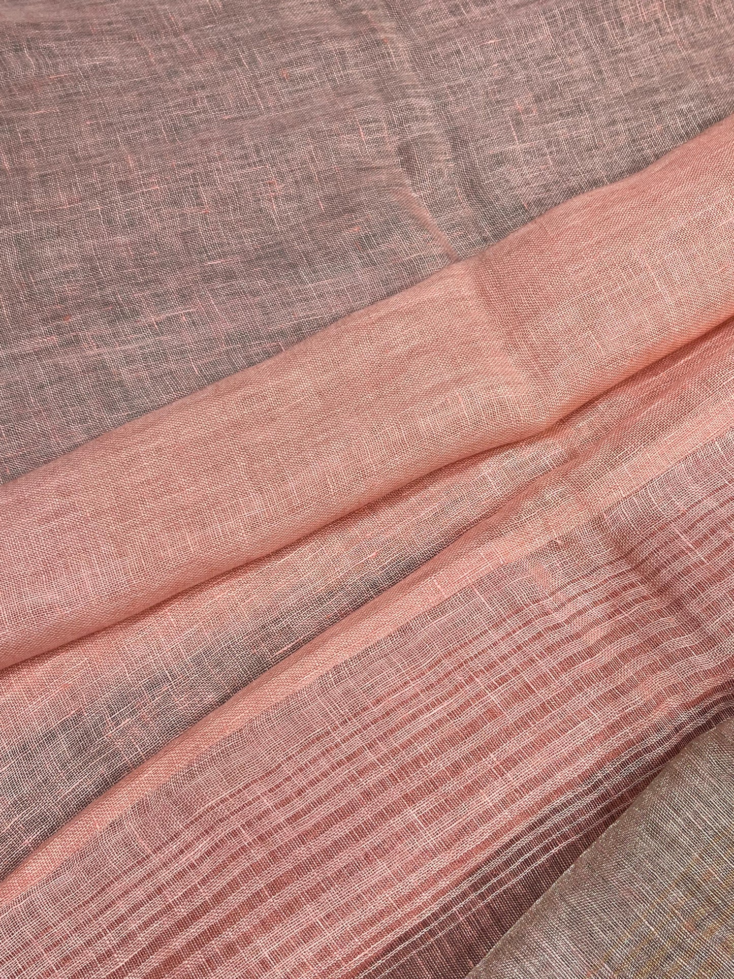 PINK PURE HANDLOOM LINEN SAREE