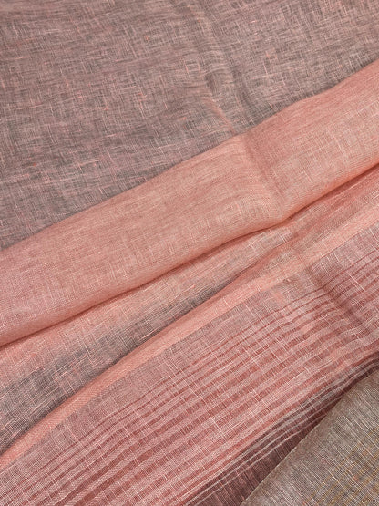 PINK PURE HANDLOOM LINEN SAREE