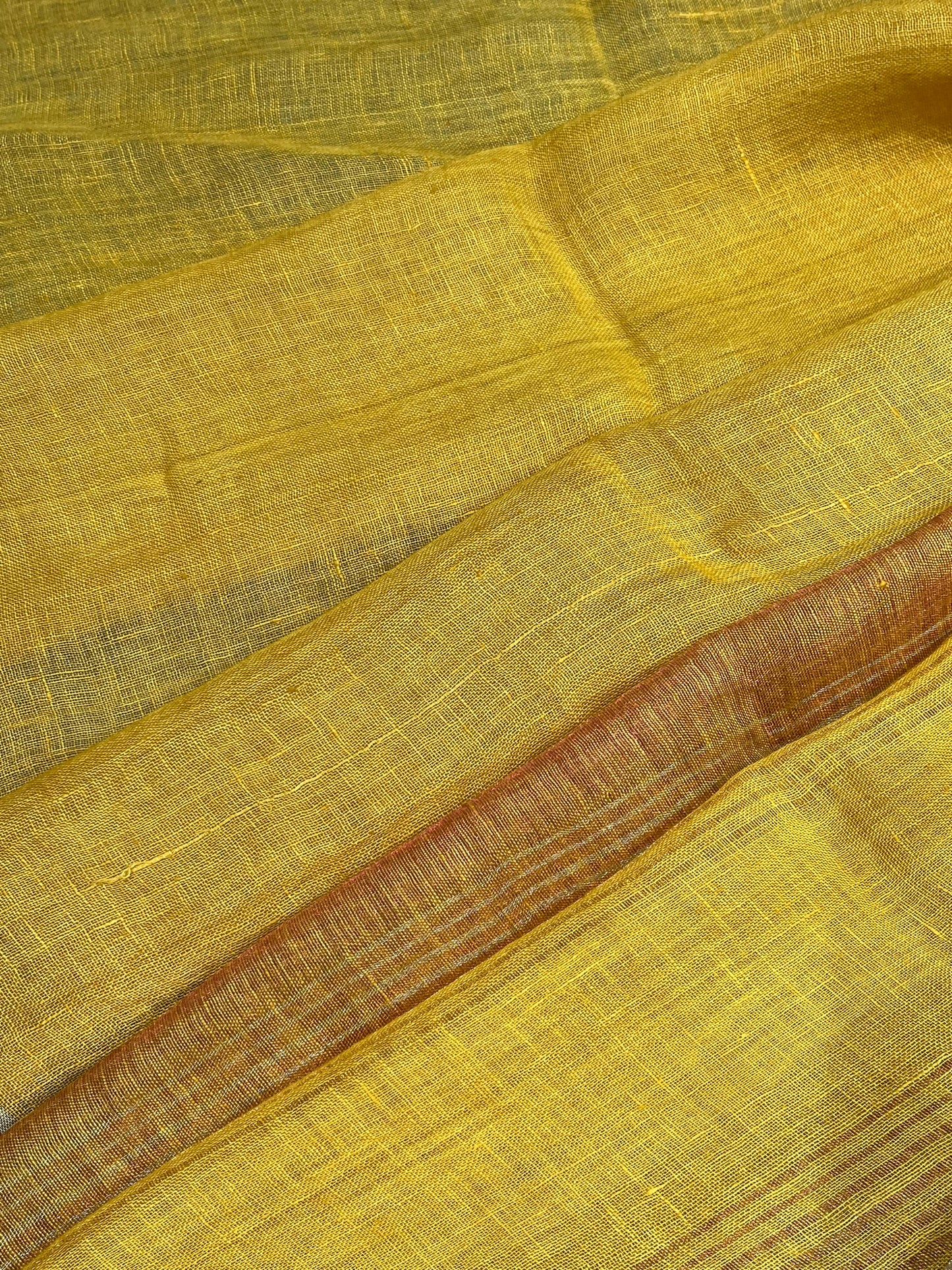 YELLOW PURE HANDLOOM LINEN SAREE