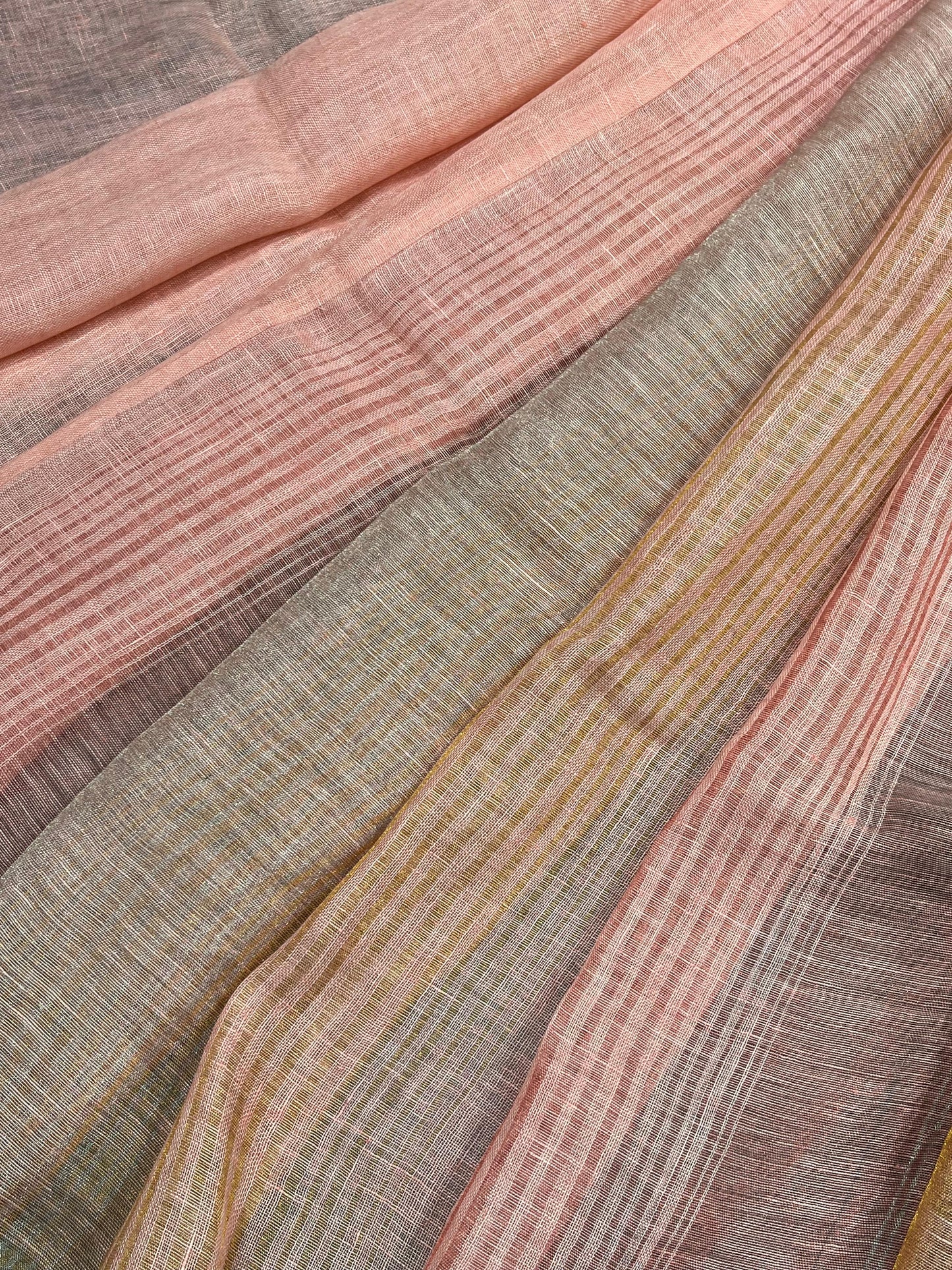 PINK PURE HANDLOOM LINEN SAREE