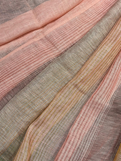 PINK PURE HANDLOOM LINEN SAREE