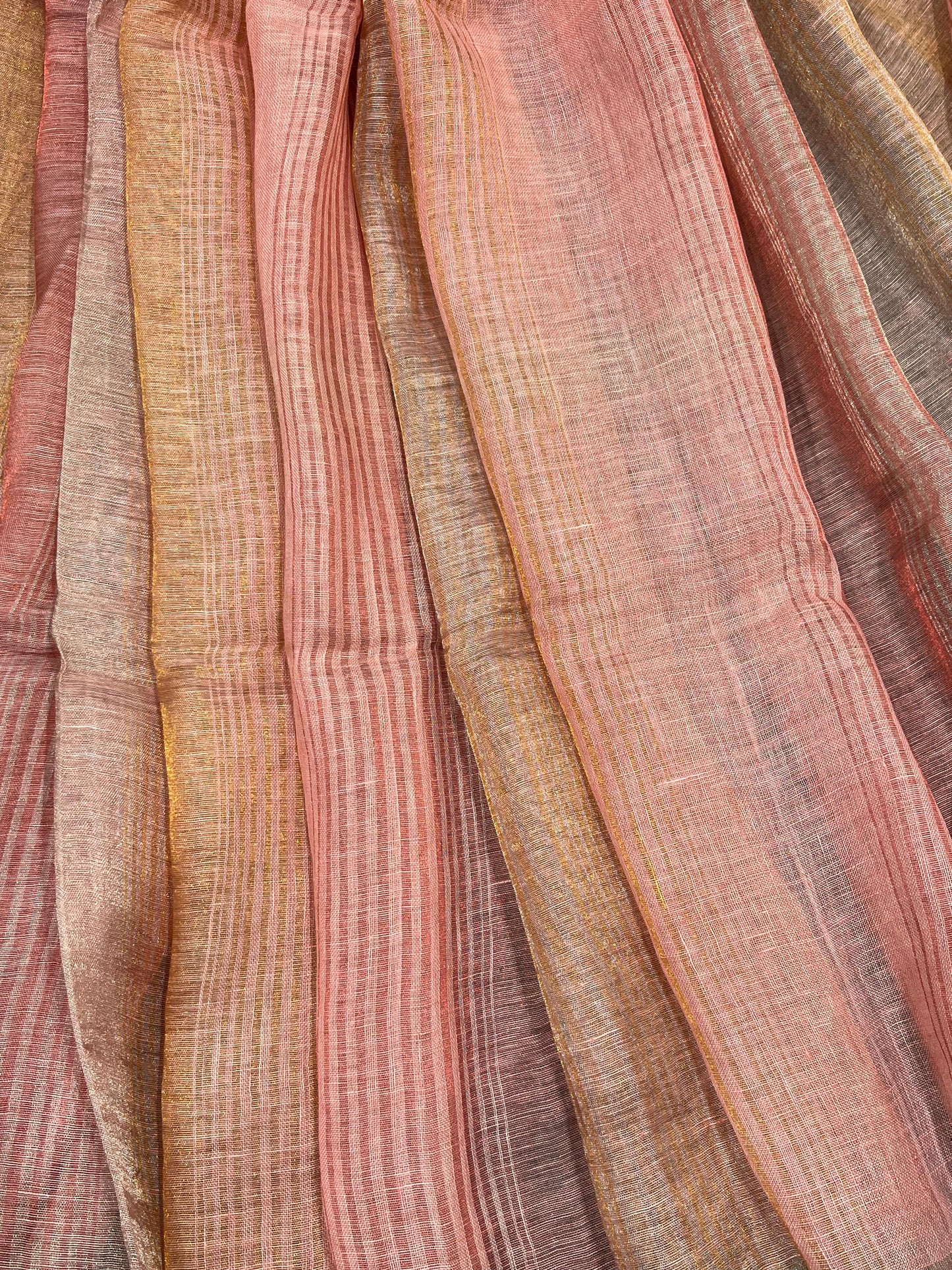 PINK PURE HANDLOOM LINEN SAREE