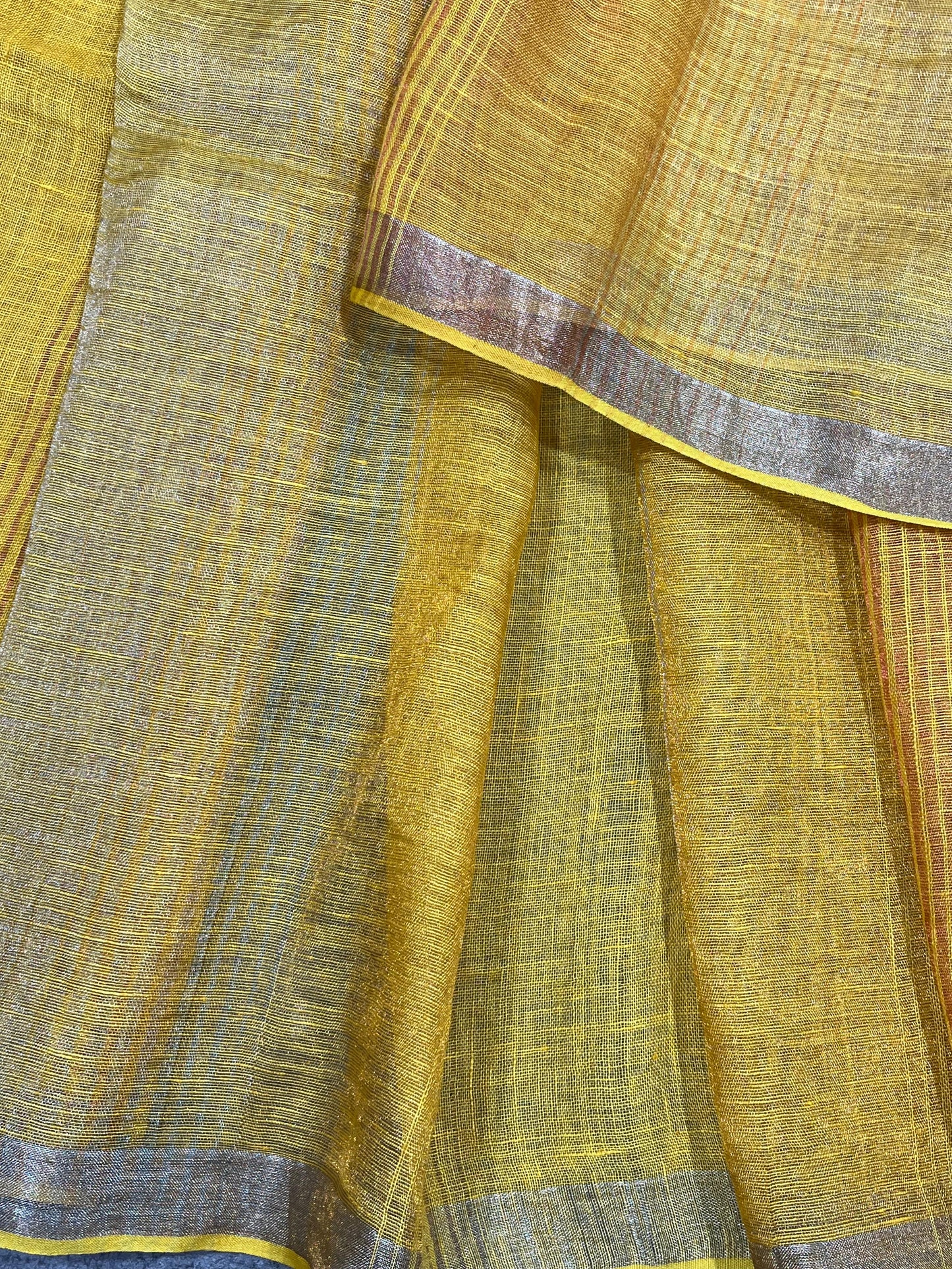 YELLOW PURE HANDLOOM LINEN SAREE