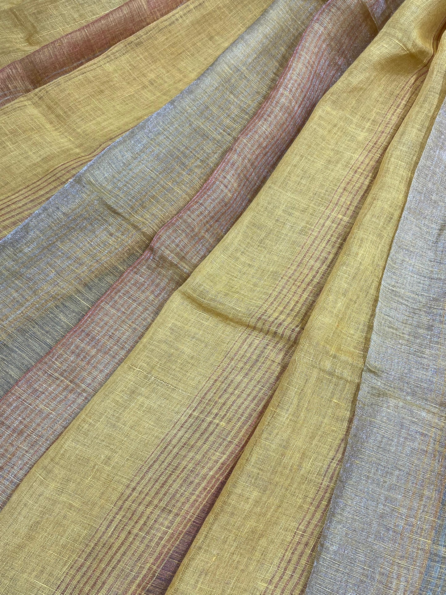 YELLOW PURE HANDLOOM LINEN SAREE