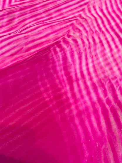 PINK ORGANZA PURE HANDLOOM LEHERIYA SAREE
