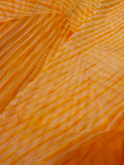 MANGO YELLOW ORGANZA PURE HANDLOOM LEHERIYA SAREE