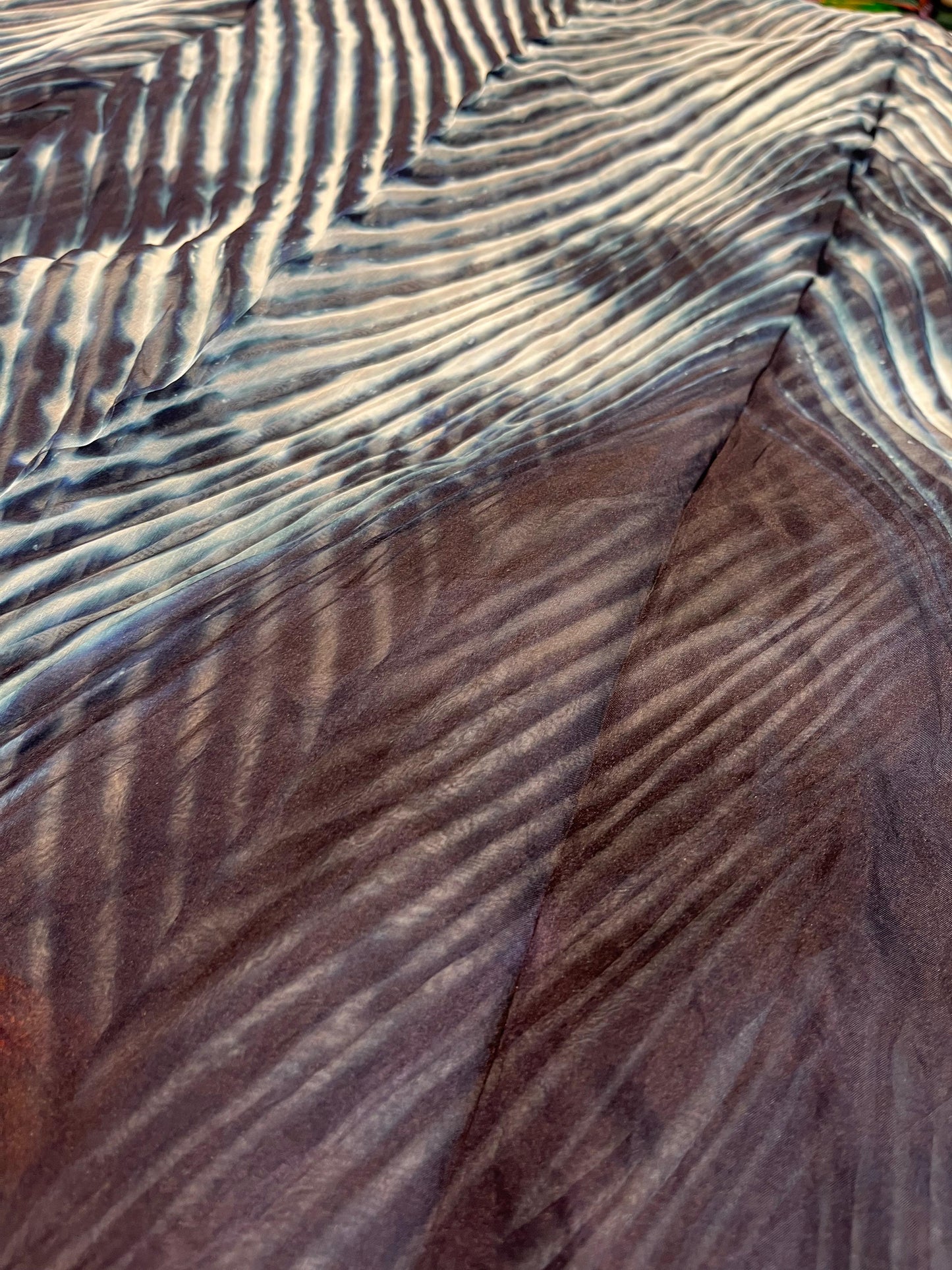 BLACK AND WHITE ORGANZA PURE HANDLOOM LEHERIYA SAREE