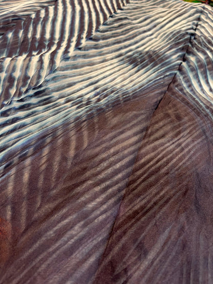 BLACK AND WHITE ORGANZA PURE HANDLOOM LEHERIYA SAREE