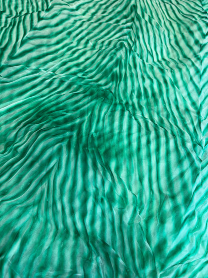 GREEN ORGANZA PURE HANDLOOM LEHERIYA SAREE