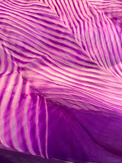 PURPLE ORGANZA PURE HANDLOOM LEHERIYA SAREE