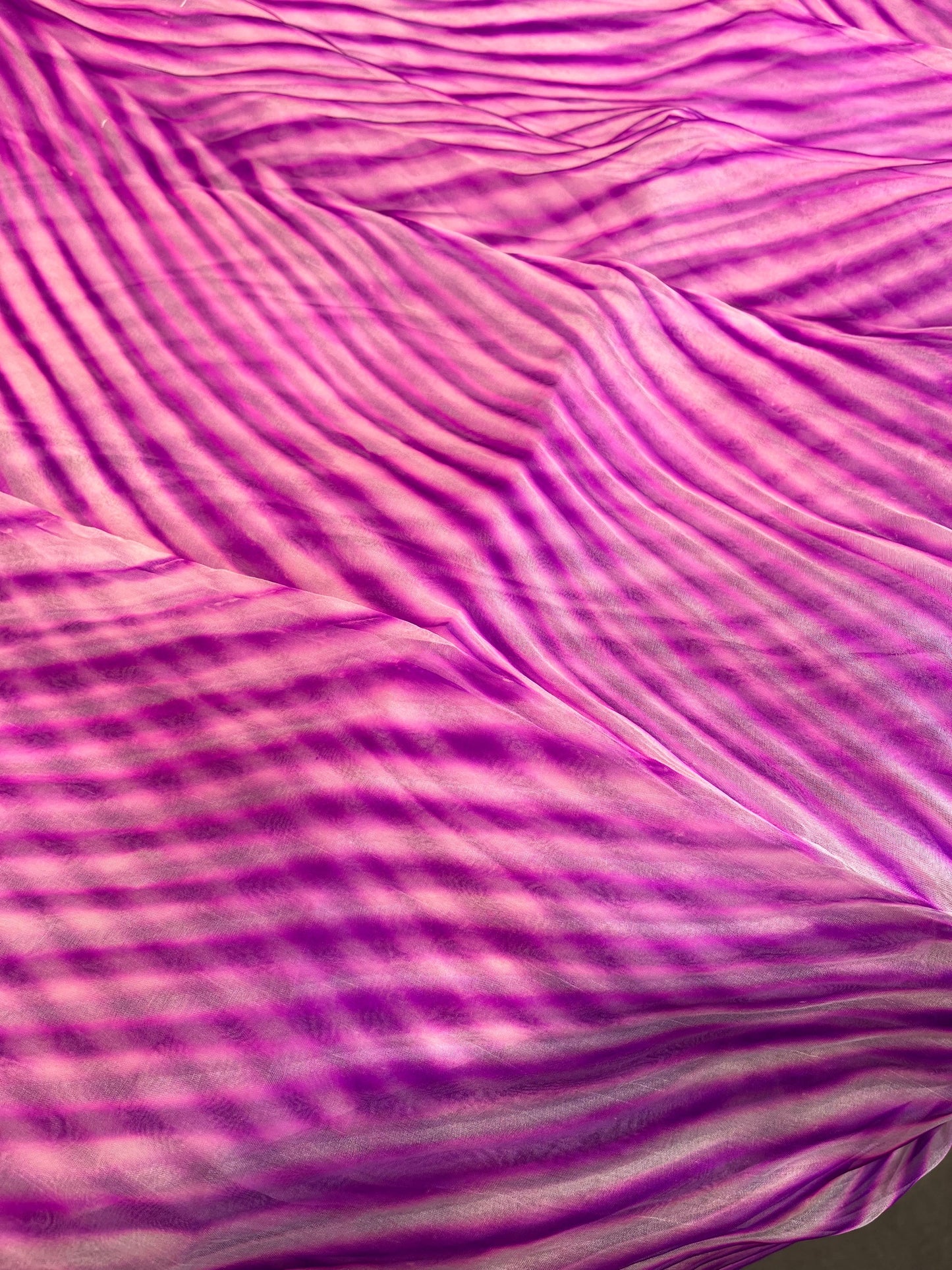 PURPLE ORGANZA PURE HANDLOOM LEHERIYA SAREE