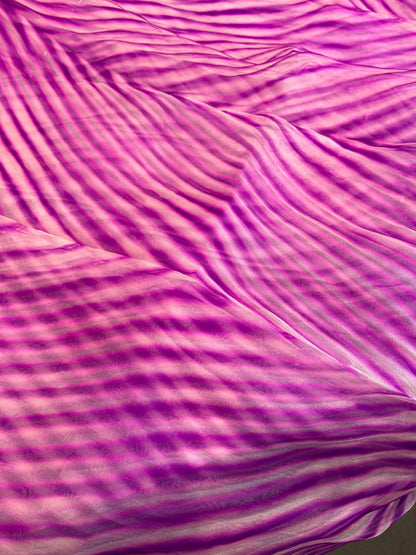 PURPLE ORGANZA PURE HANDLOOM LEHERIYA SAREE