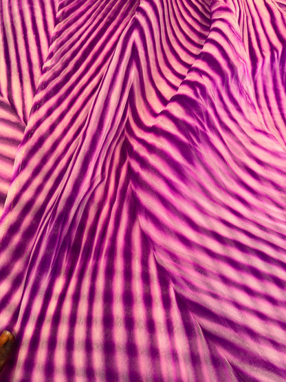 PURPLE ORGANZA PURE HANDLOOM LEHERIYA SAREE