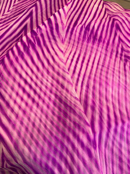 PURPLE ORGANZA PURE HANDLOOM LEHERIYA SAREE