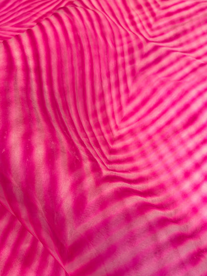 PINK ORGANZA PURE HANDLOOM LEHERIYA SAREE