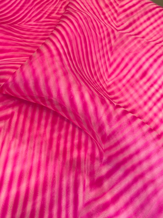 PINK ORGANZA PURE HANDLOOM LEHERIYA SAREE