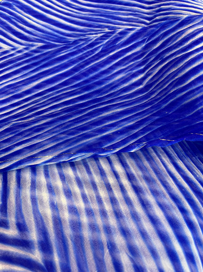 ROYAL BLUE ORGANZA PURE HANDLOOM LEHERIYA SAREE
