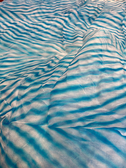BLUE ORGANZA PURE HANDLOOM LEHERIYA SAREE