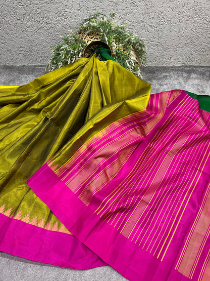 MEHENDI GREEN SILK PURE HANDLOOM GADWAL SAREE
