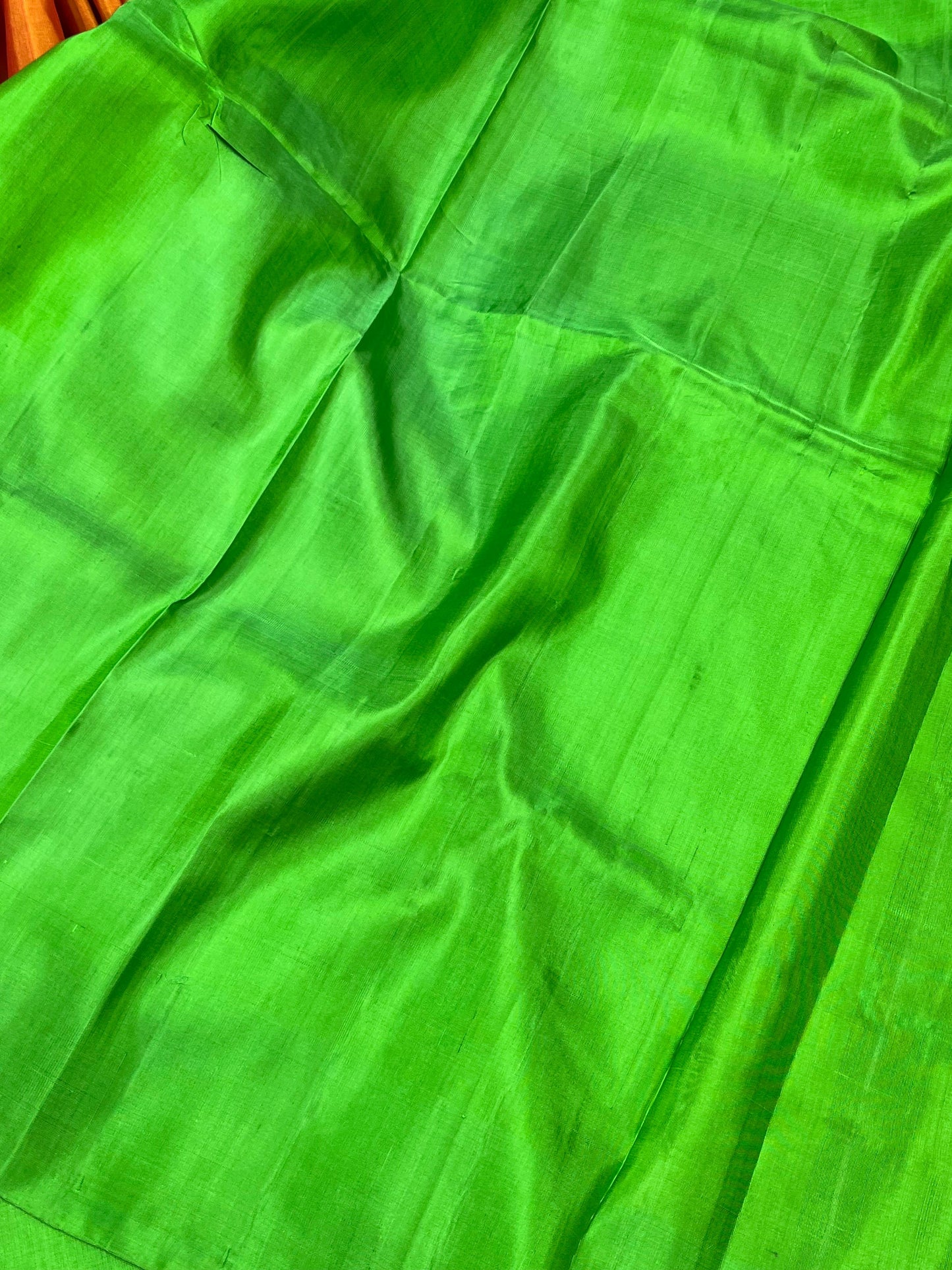 ORANGE SILK PURE HANDLOOM GADWAL SAREE