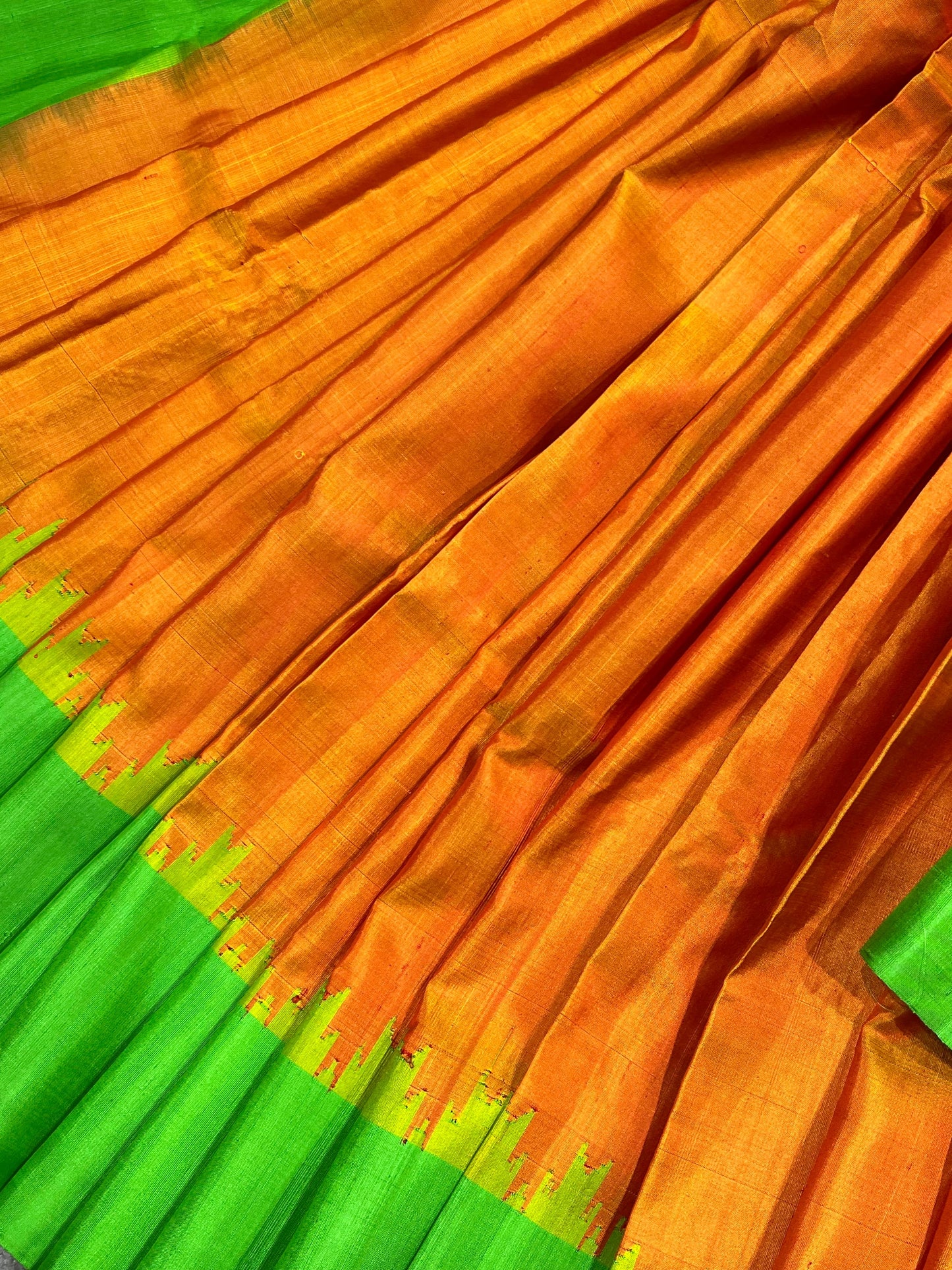 ORANGE SILK PURE HANDLOOM GADWAL SAREE