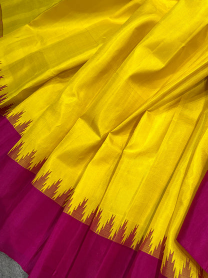 YELLOW SILK PURE HANDLOOM GADWAL SAREE