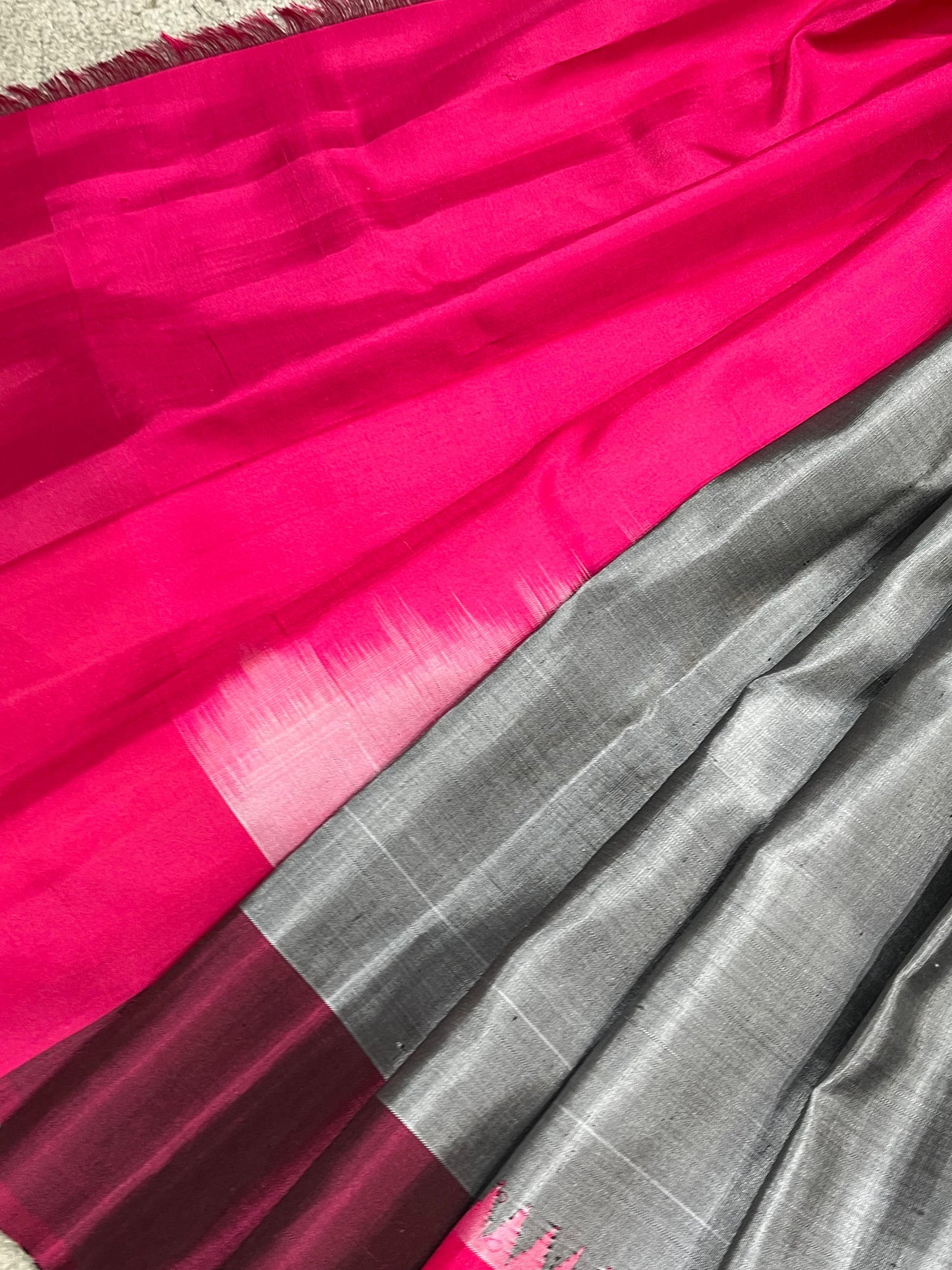 GREY SILK PURE HANDLOOM GADWAL SAREE
