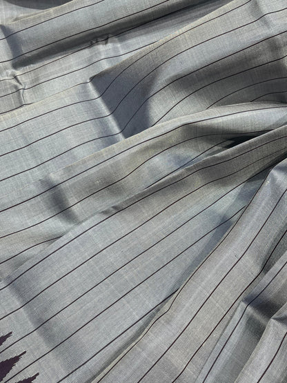 GREY SILK PURE HANDLOOM GADWAL SAREE