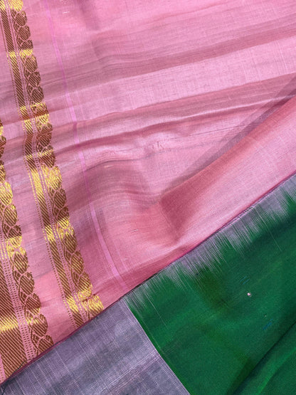 GREEN SILK PURE HANDLOOM GADWAL SAREE