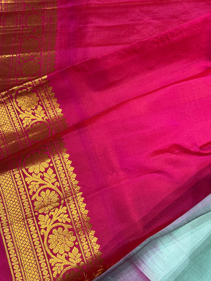 MINT GREEN SILK PURE HANDLOOM GADWAL SAREE