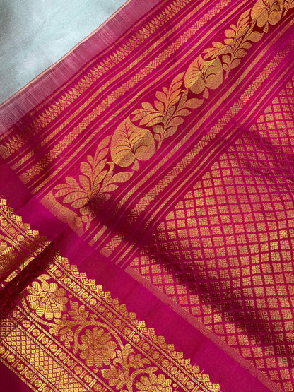 MINT GREEN SILK PURE HANDLOOM GADWAL SAREE