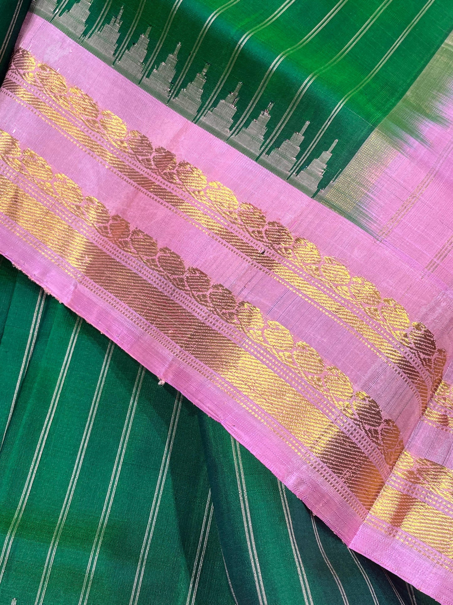 GREEN SILK PURE HANDLOOM GADWAL SAREE