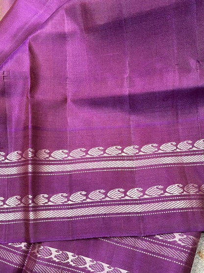 GREY SILK PURE HANDLOOM GADWAL SAREE