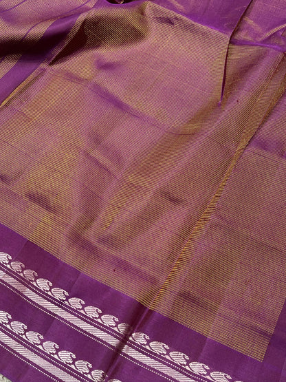 GREY SILK PURE HANDLOOM GADWAL SAREE
