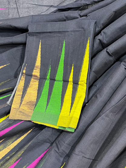 BLACK PURE HANDLOOM PONDRU KHADI SAREE
