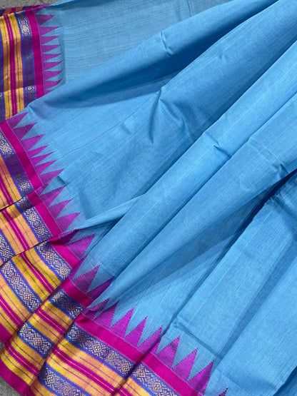 BLUE PURE HANDLOOM PONDRU KHADI SAREE